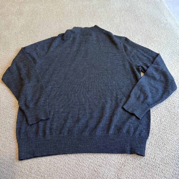 Tyler Campbell Sweater Merino Wool Charcoal Gray 1/4 Zip Pullover Preppy L / XL - Picture 9 of 10